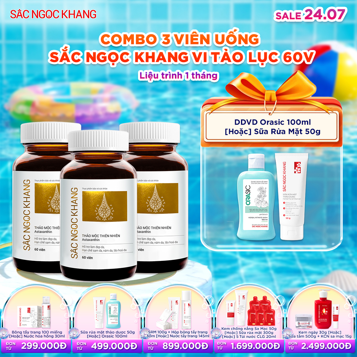 Combo 03 Hộp Viên uống SNK Vi Tảo Lục [60 Viên] kèm quà tặng