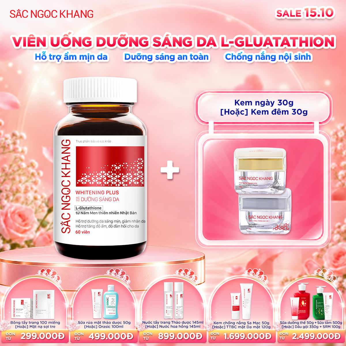 Viên uống TRẮNG DA Whitening Plus kèm quà tặng
