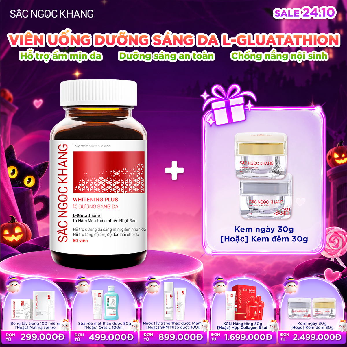 Viên uống TRẮNG DA Whitening Plus kèm quà tặng